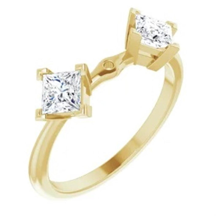 Three Stone Style Diamond Engagement Ring Alloy Yellow 
(Center Stone Not Included)