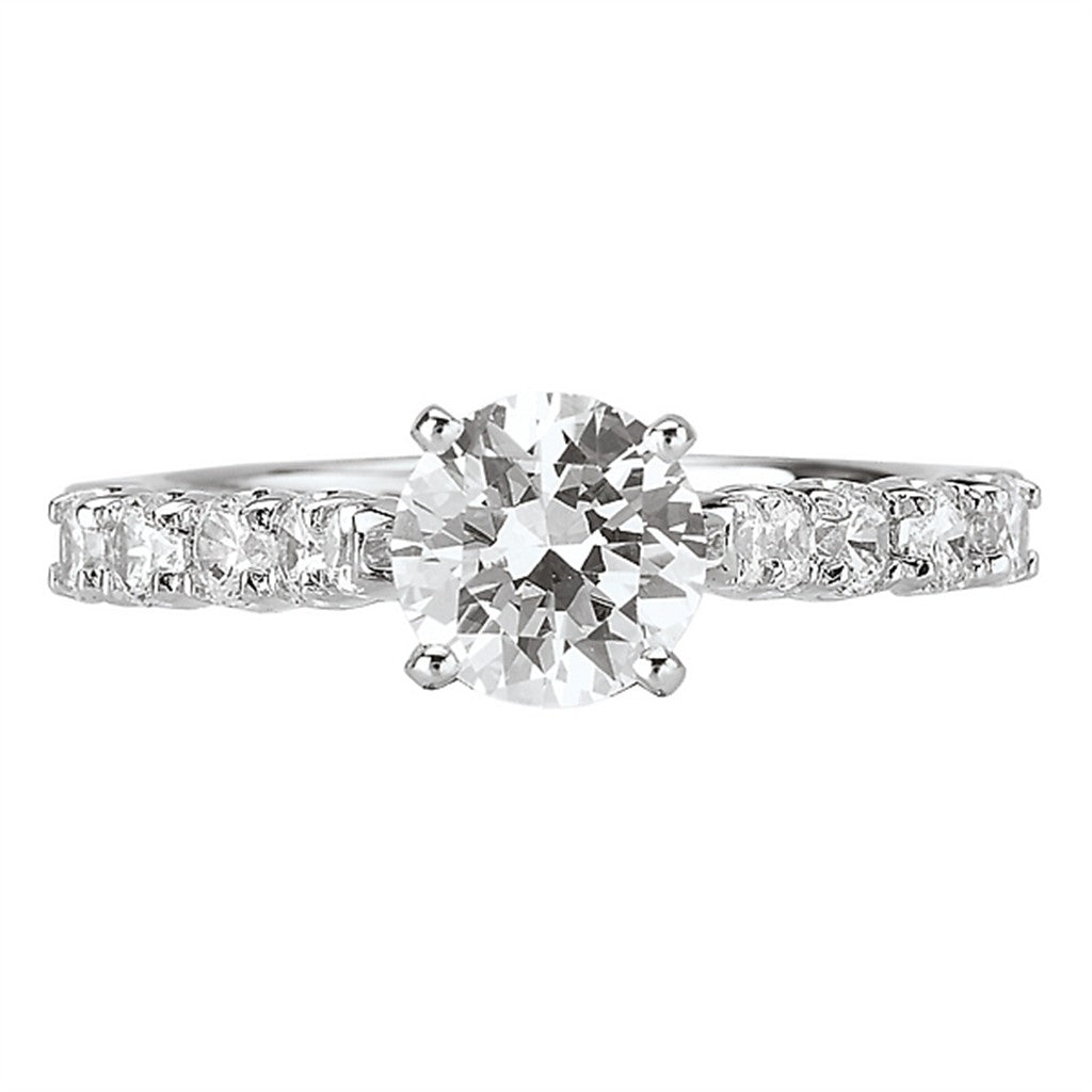 Solitare Accent Style Diamond Engagement Ring Sterling Silver White 
(Center Stone Not Included)