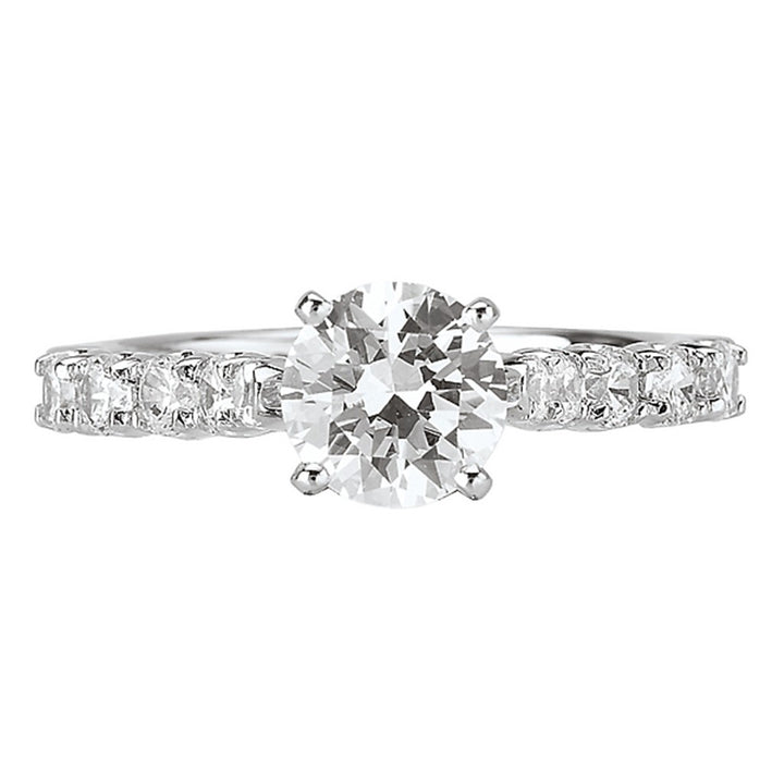 Solitare Accent Style Diamond Engagement Ring Sterling Silver White 
(Center Stone Not Included)