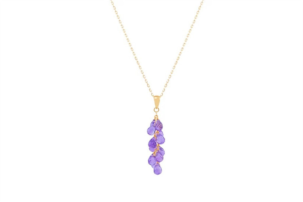 Drop Pendants 14 Karat Yellow with Bead Amethysts