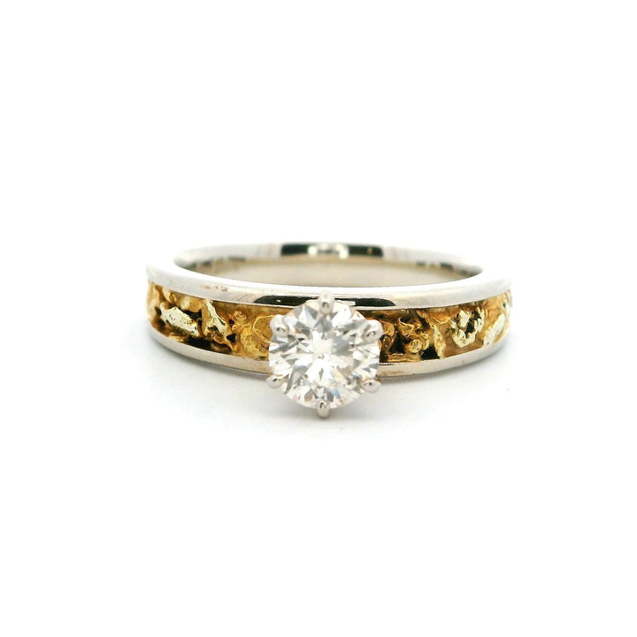 Gold Nugget Style Diamond Engagement Ring14 Karat Gold White