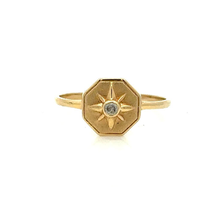 Contemporary Style Fashion Ring 14 KT Yellow with Diamond size 6