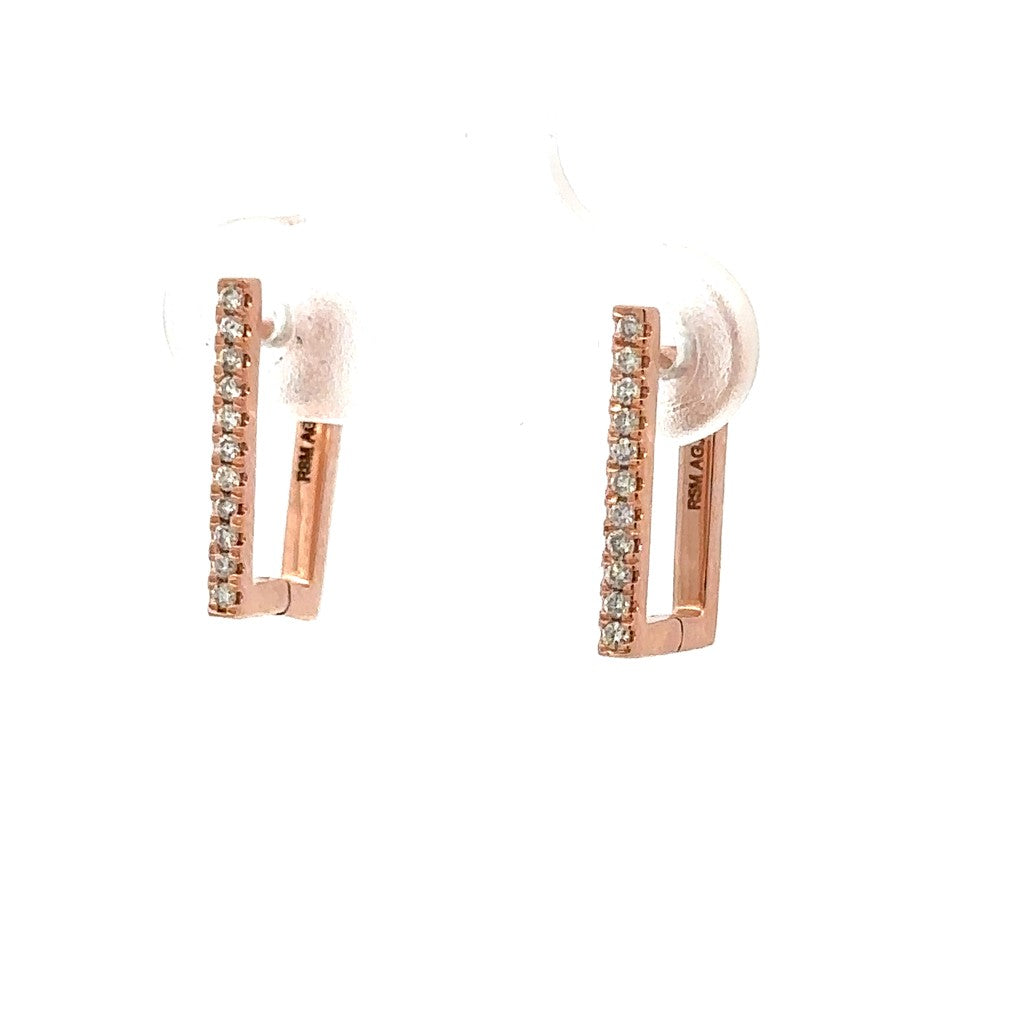 Diamonds Huggie Hoop Earrings 14 Karat Gold Rose 0.11 Carat Total Weight