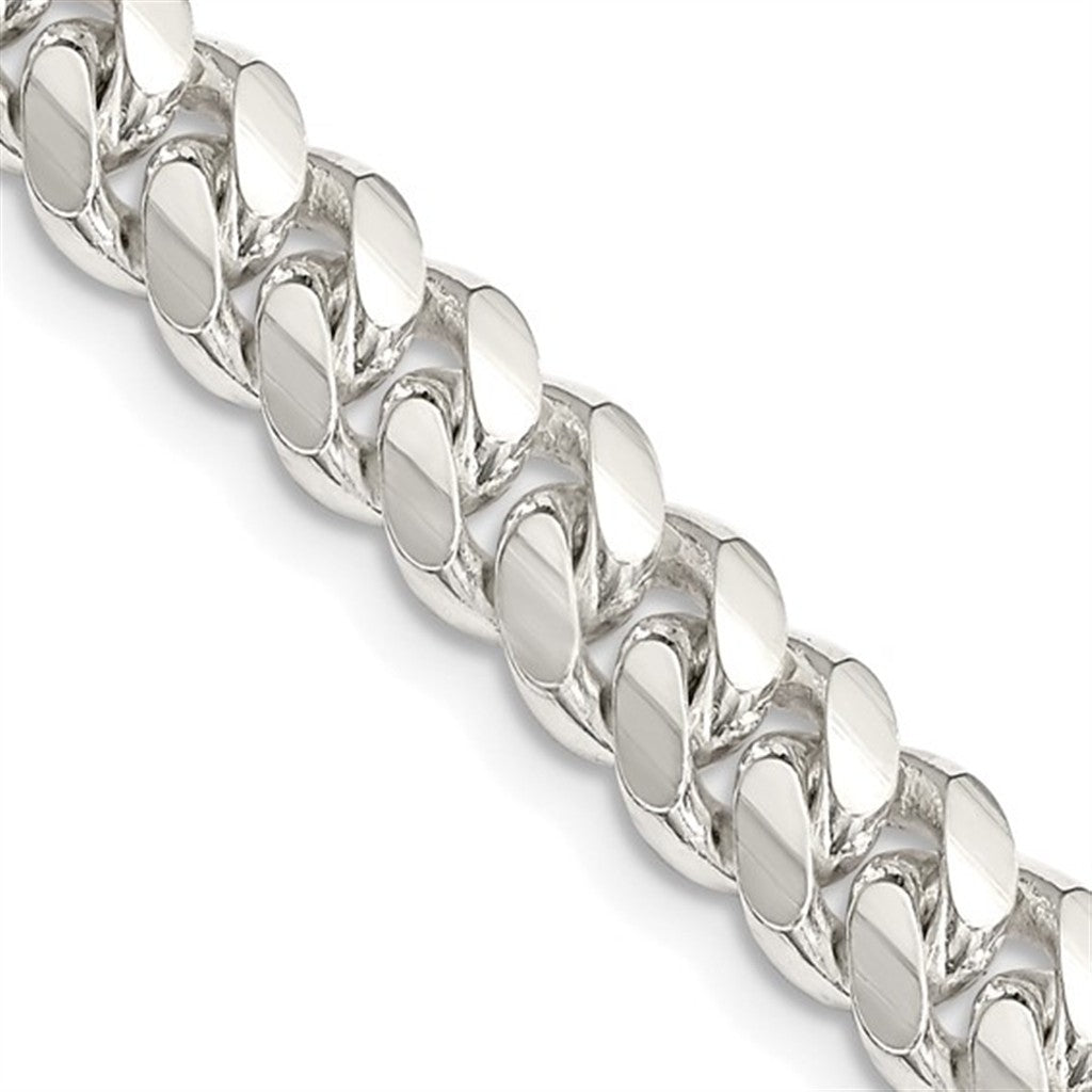 White Sterling Silver 7.25 MM Cable Chain 20" Long