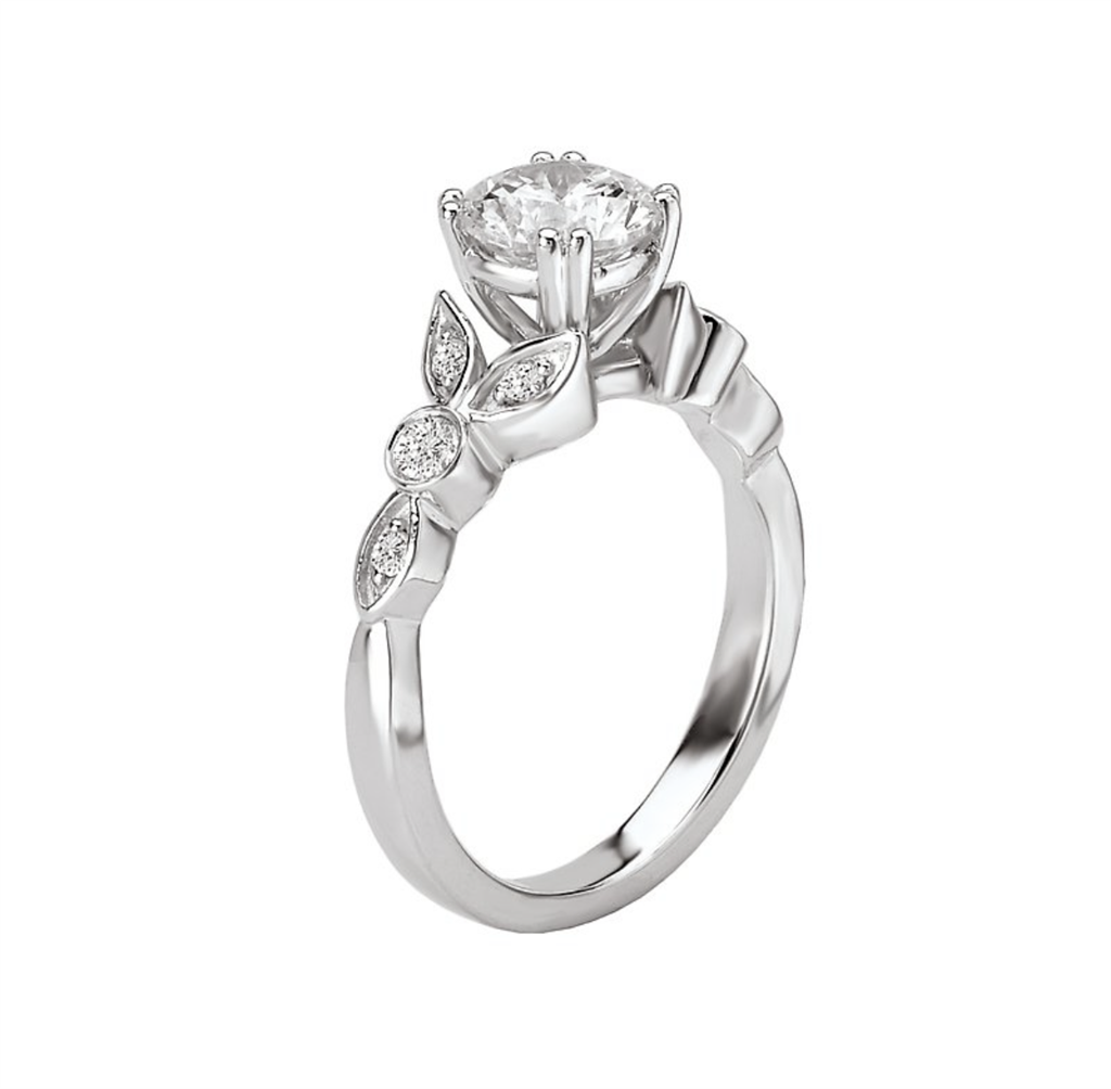 Solitare Accent Style Diamond Engagement Ring Sterling Silver White 
(Center Stone Not Included)