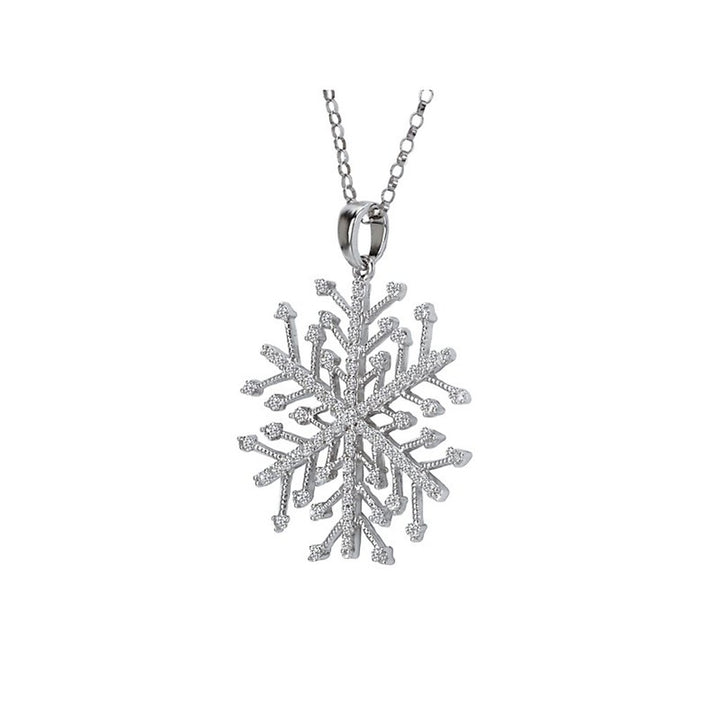 Snowflake Drop Pendant Diamond 14 Karat Gold White with Round Diamond