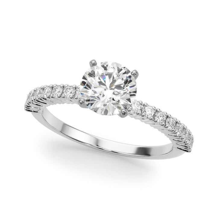 Contemporary Diamond Engagement Ring White 14 Karat Gold For A 1.76 Carat Round Center Stone