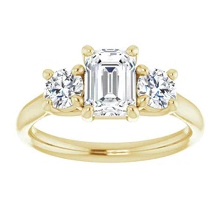 Three Stone Style Diamond Engagement Ring 14 Karat Gold White 
(Center Stone Not Included)