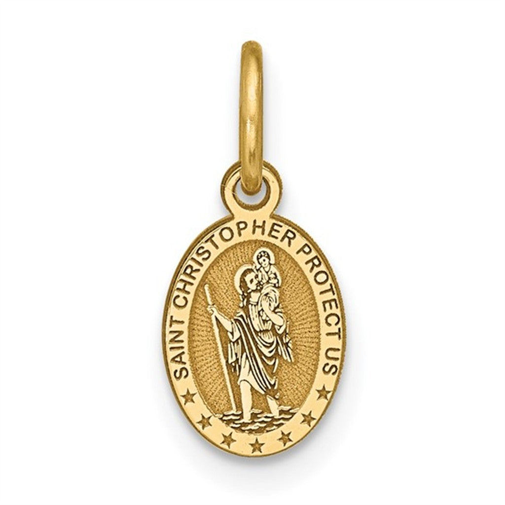 Religious Saint Christopher Pendant 10 Karat Yellow