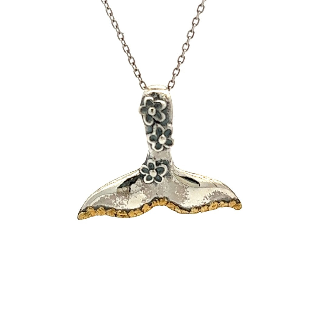 Drop Style Whale Tail Pendant Sterling Silver