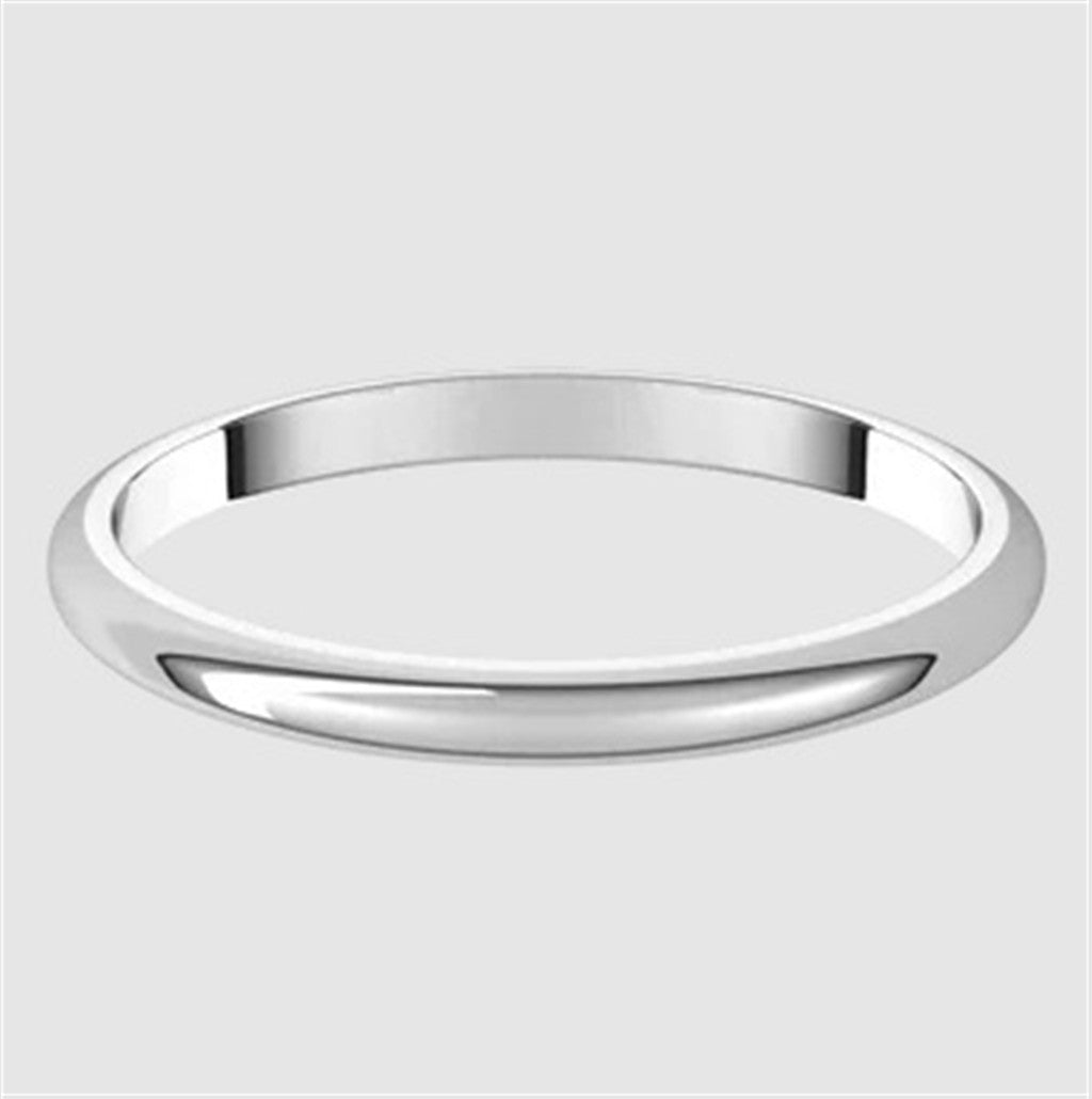 Straight Solid Wedding Band Prec Metal Womens 2 mm wide 14 Karat Gold White Size 6.5