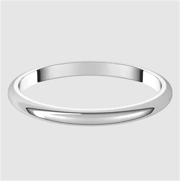 Straight Solid Wedding Band Prec Metal Womens 2 mm wide 14 Karat Gold White Size 6.5