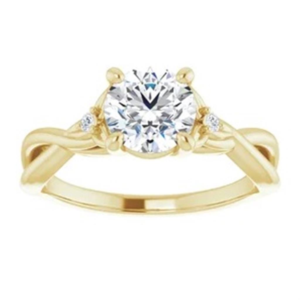 Three Stone Style Diamond Engagement Ring 14 KT Yellow 
(Center Stone Not Included)