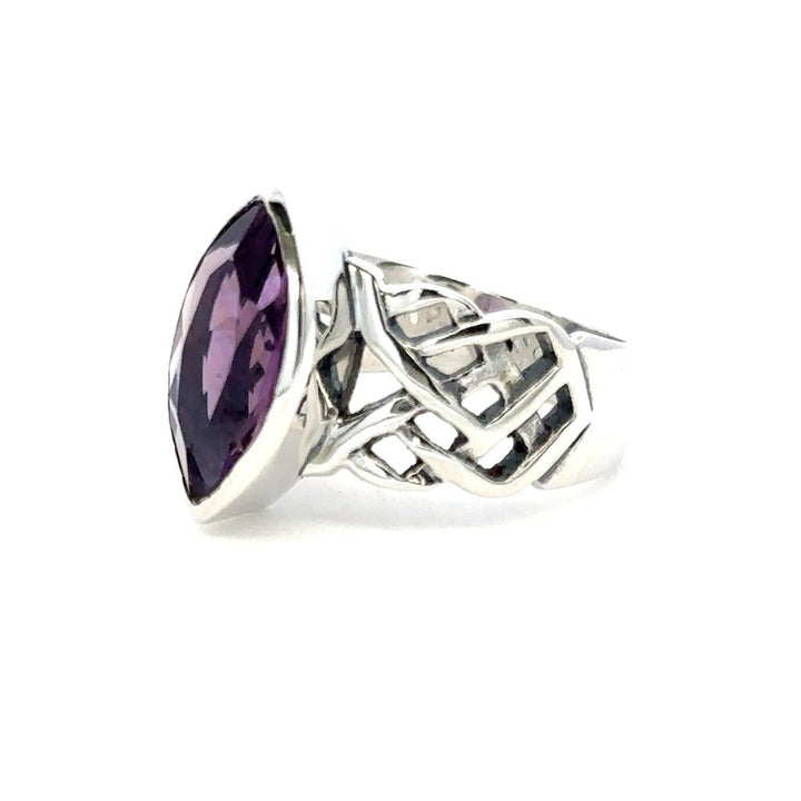 Antique Style Rings Silver with Stones .925 White with Amethyst size 8