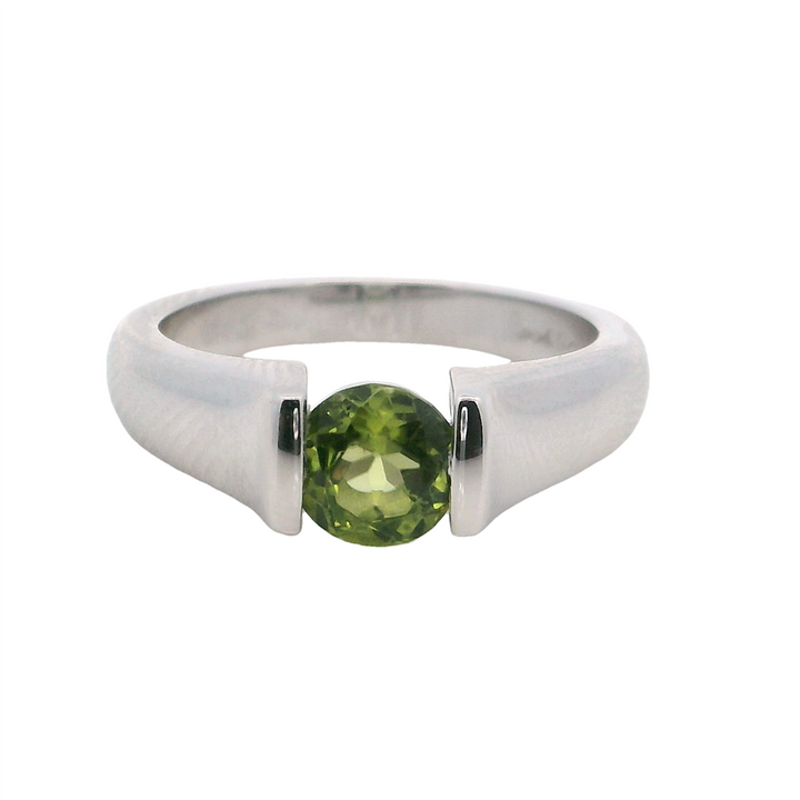 Solitare Style Rings Silver with Stones Sterling Silver White with Peridot size 7.25