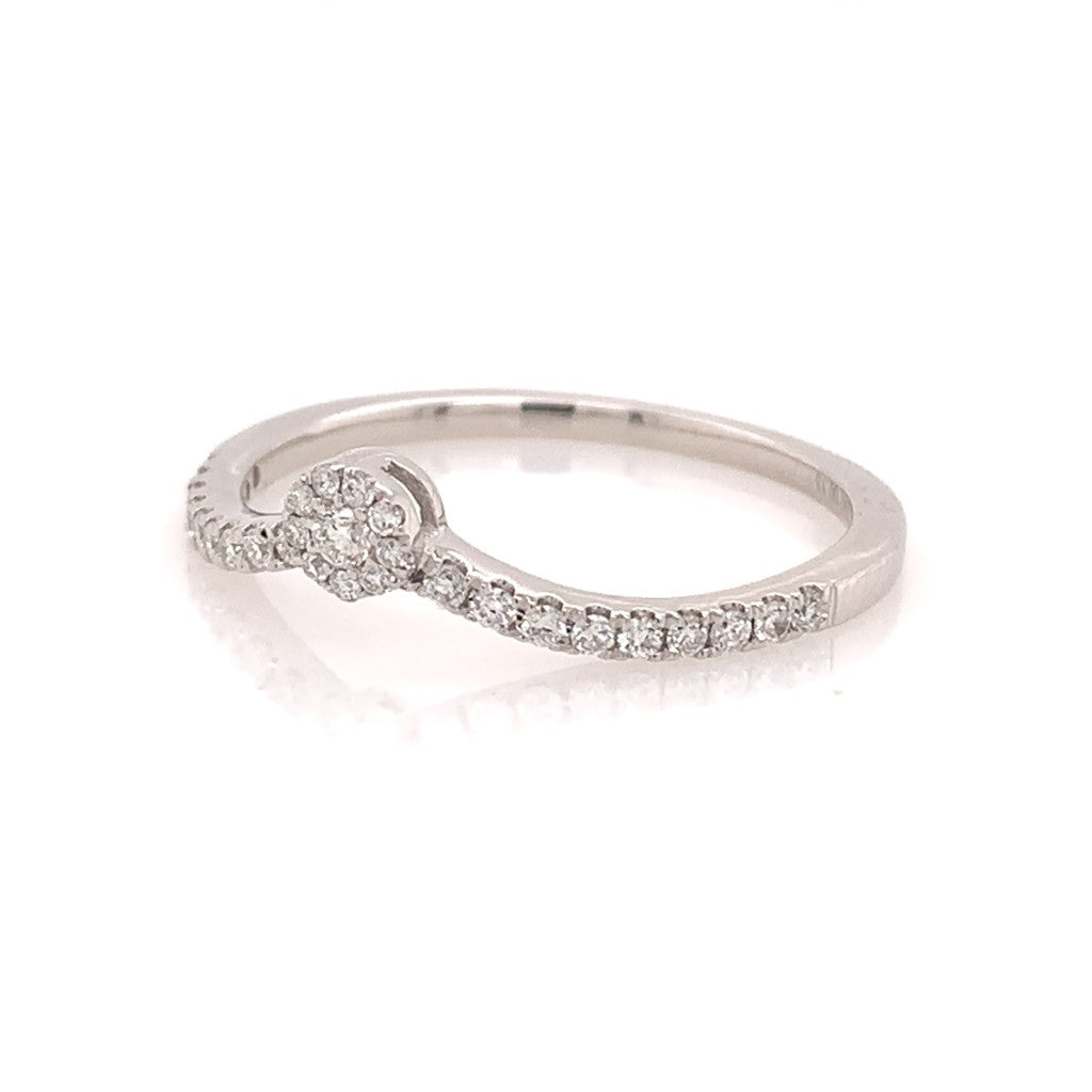 Fitted Style Diamond Wedding Band 14 Karat Gold White with Diamonds size 7