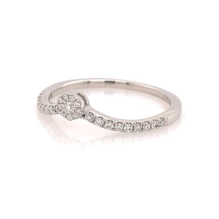 Fitted Style Diamond Wedding Band 14 Karat Gold White with Diamonds size 7