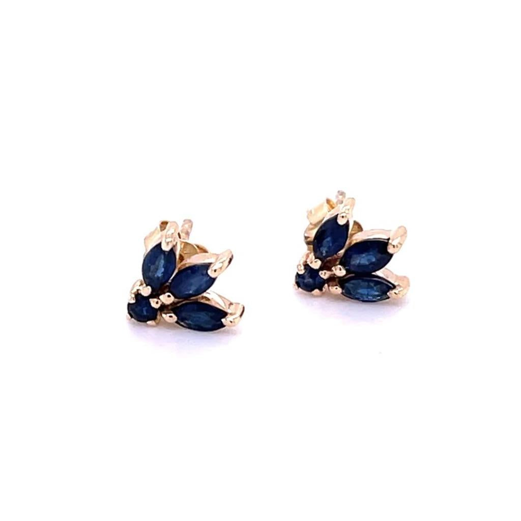 14 KT Yellow Stud Earrings Various Shapes Sapphires