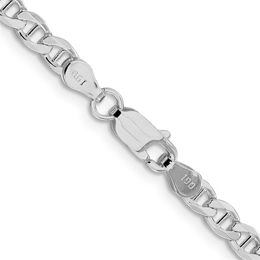 White Sterling Silver 4.15 MM Anchor Chain 20" Long