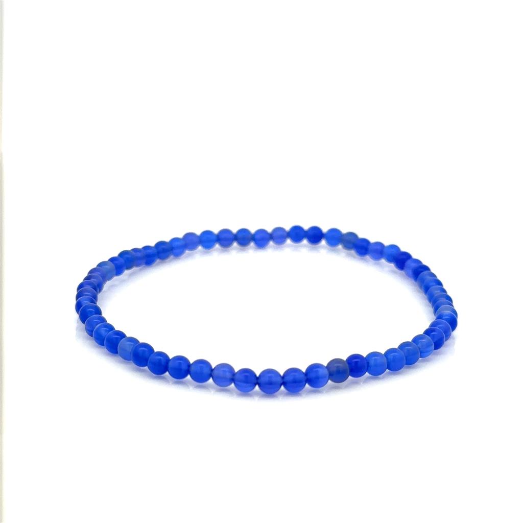 Stretch Style Gemstone Bead Bracelet Elastic with Blue Lapis Lazula 8"