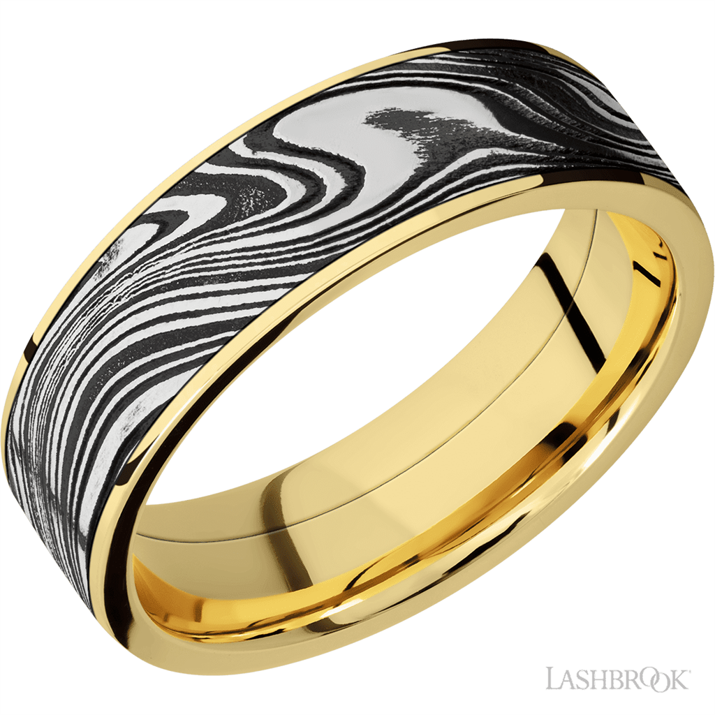 Straight Inlay Style Wedding Band 18 KT Yellow 7mm wide size 10
