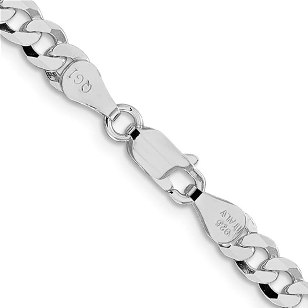 White Sterling Silver 5 MM Curb Chain 20" Long