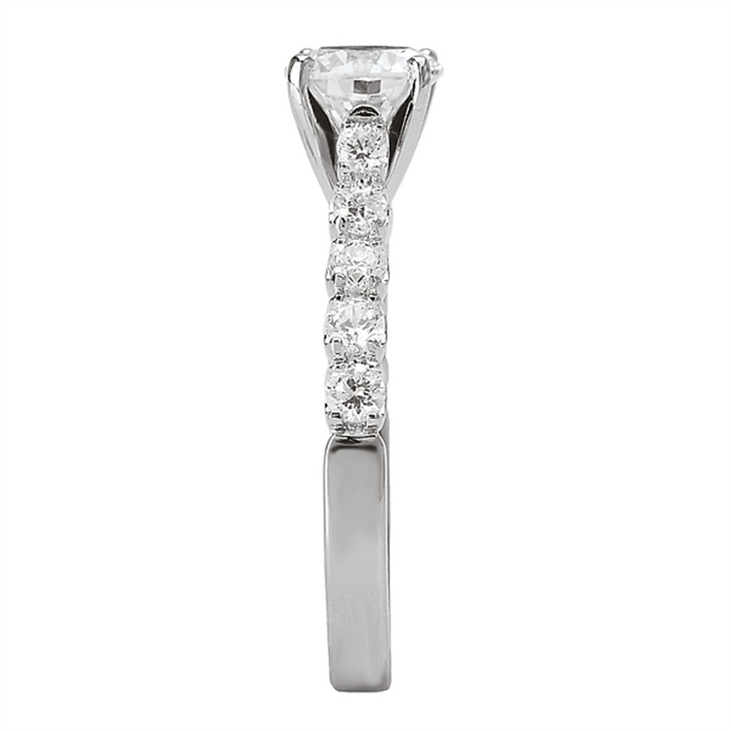 Solitare Accent Style Diamond Engagement Ring Sterling Silver White 
(Center Stone Not Included)