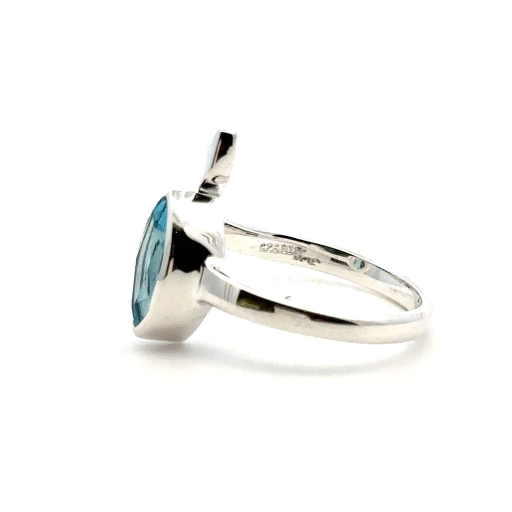 Fashion Style Rings Silver with Stones Sterling Silver White with Topaz size 6