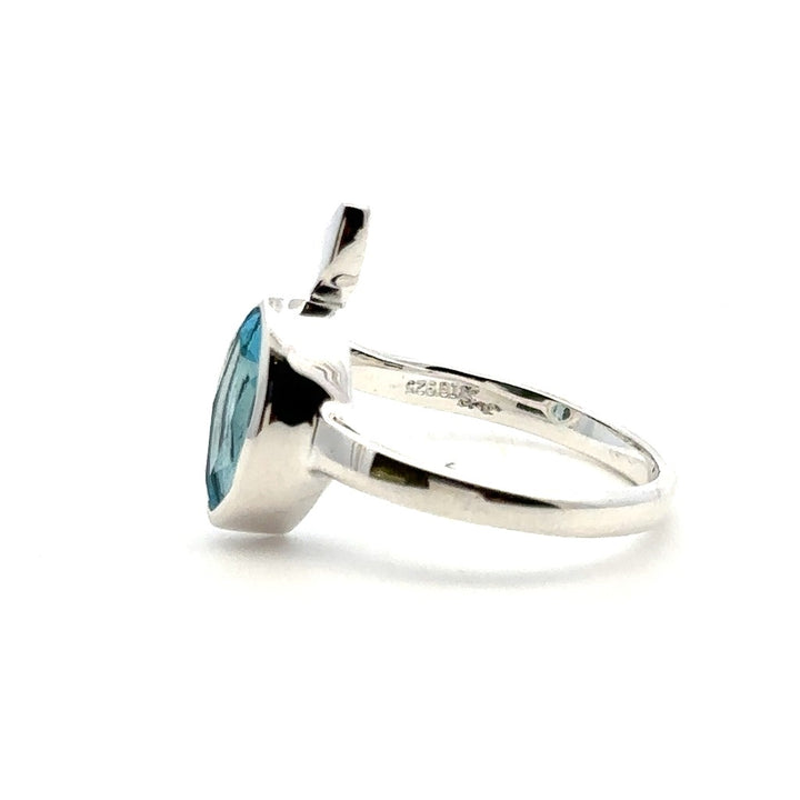 Fashion Style Rings Silver with Stones Sterling Silver White with Topaz size 6