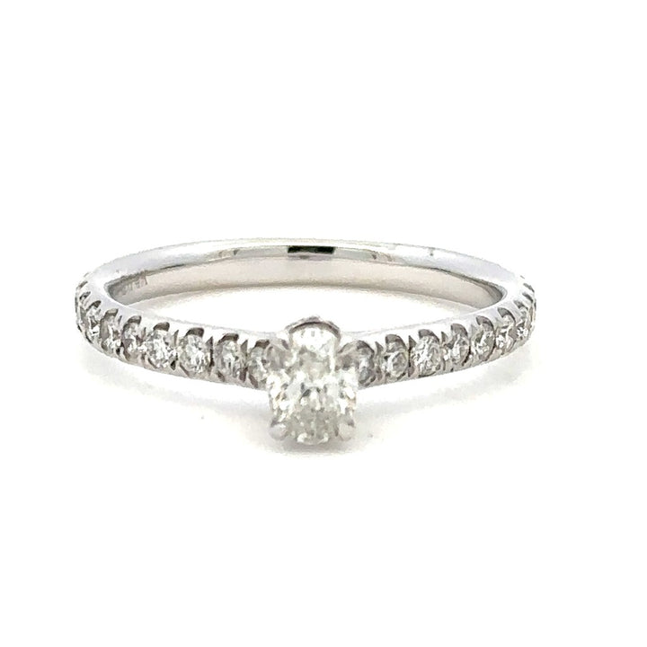 Solitare Accent Style Diamond Engagement Ring14 Karat Gold White