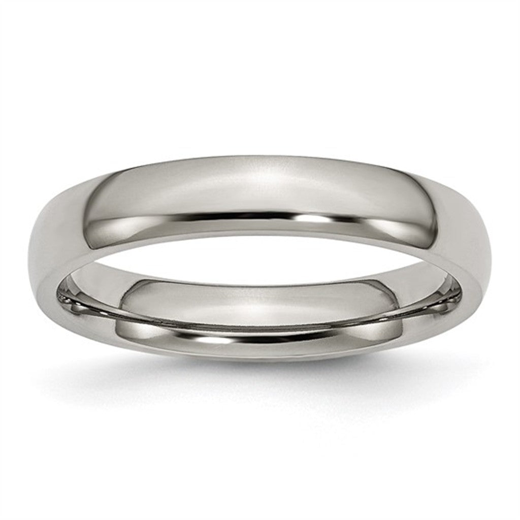 White Titanium Alternative Metal Wedding Band 4mm wide Size 9