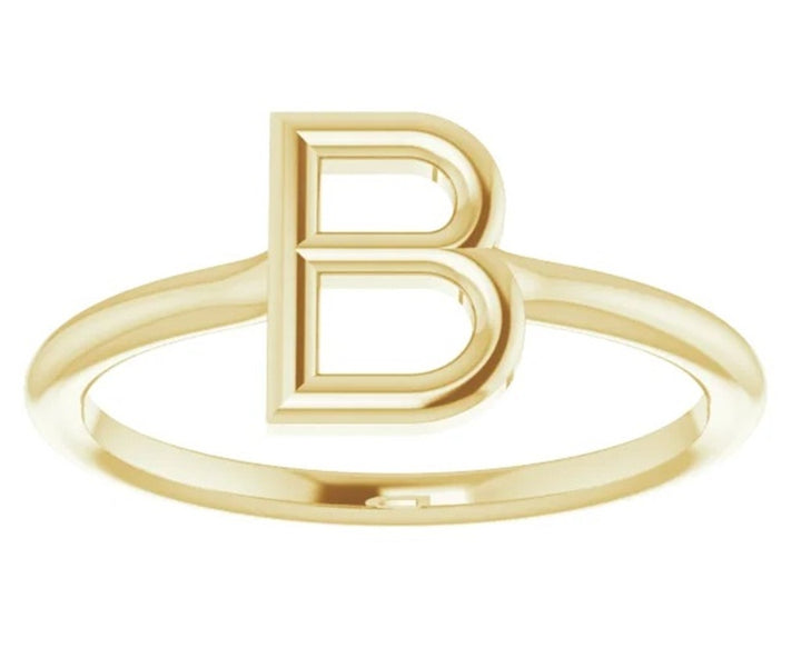 Initial Signet Fashion Ring 2 mm wide 14 Karat Gold Rose Size 7