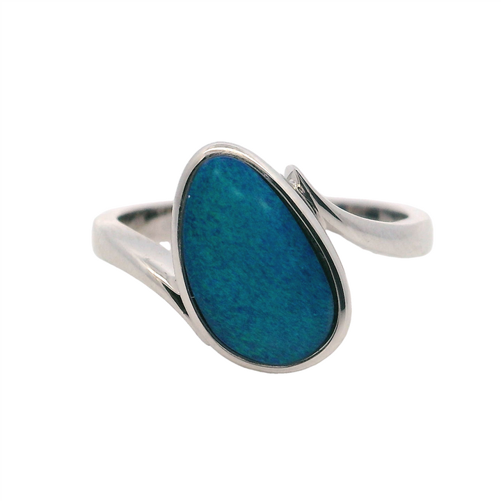 Free Form Style Rings Silver with Stones Sterling Silver White with Opal size 6.75