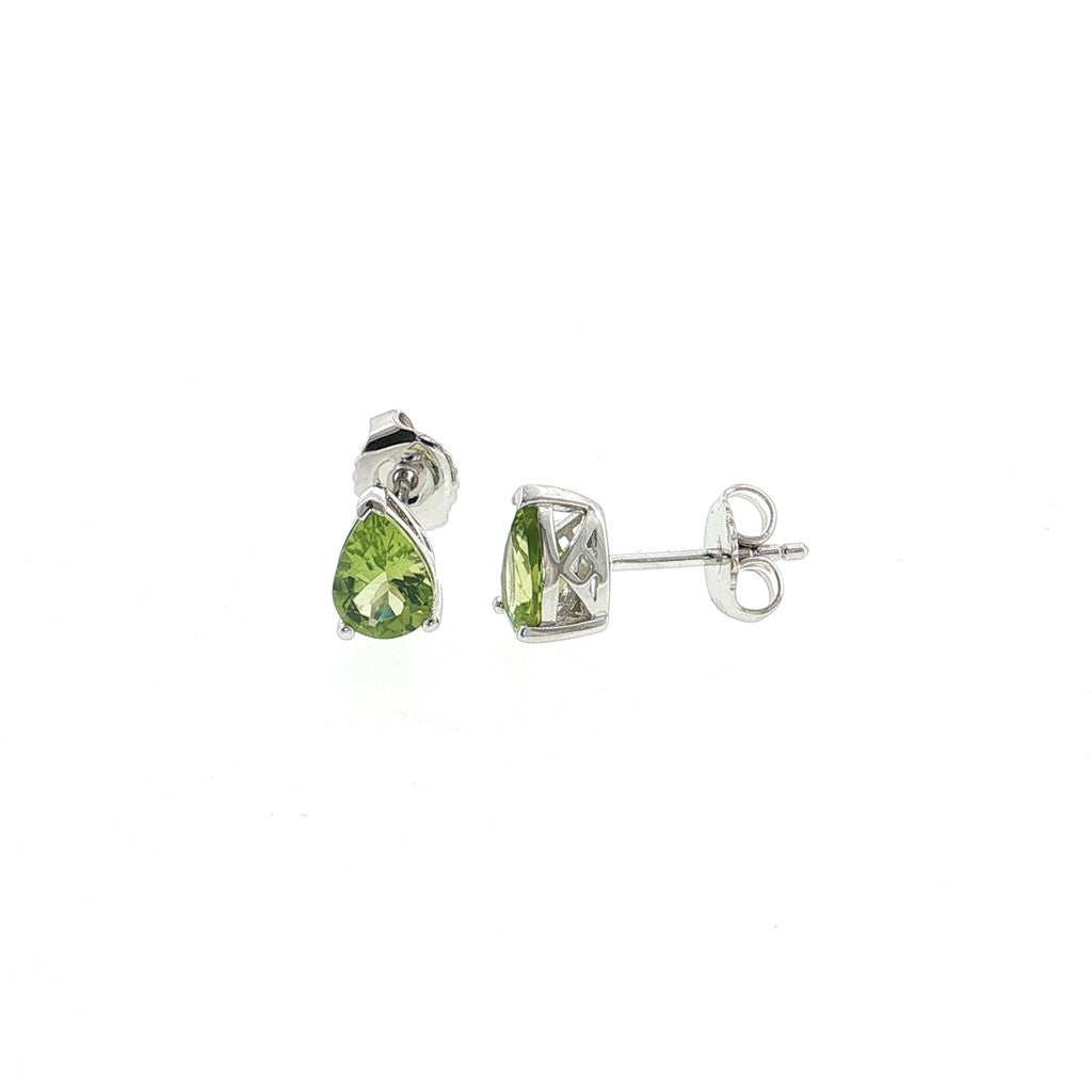 Sterling Silver Post Earrings With Colored Stone