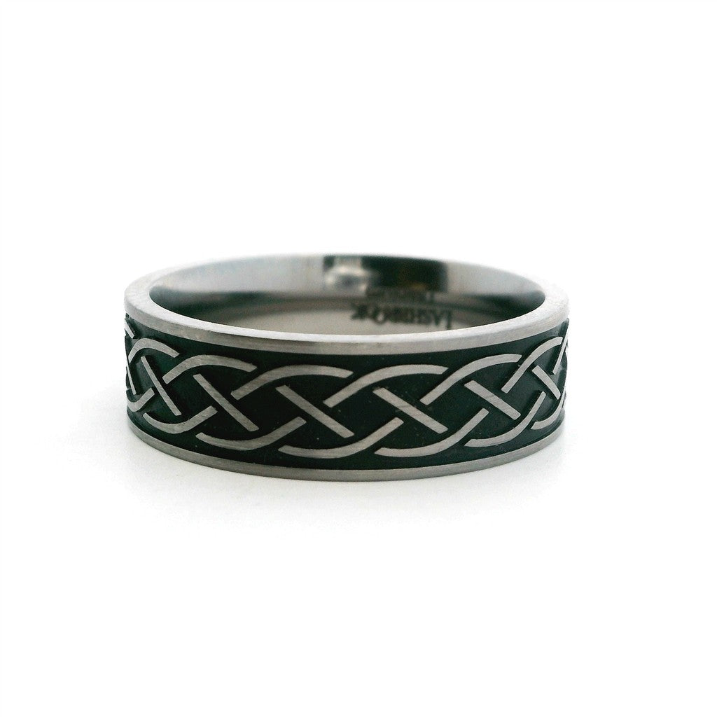 Silver & Black Titanium Alternative Metal Wedding Band 7mm wide Size 11