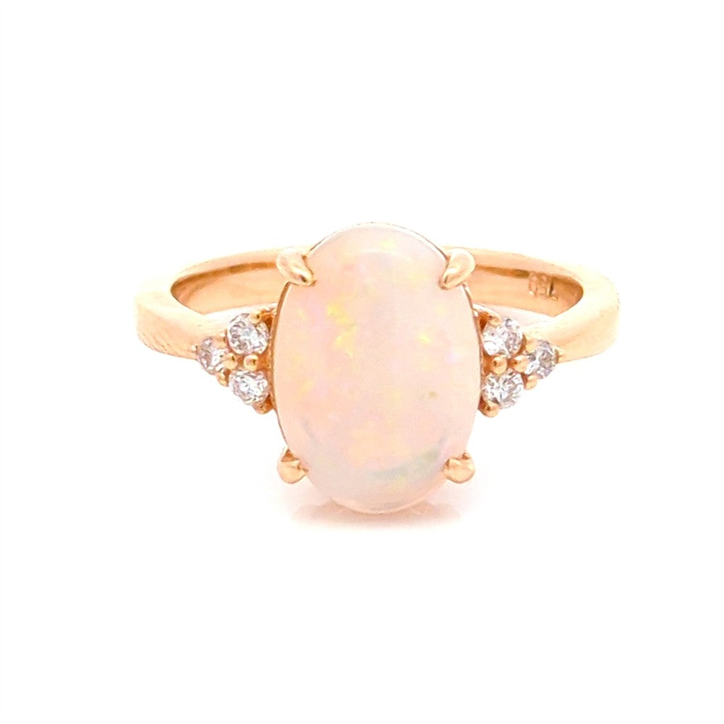 Opal and Diamond Accent Ring in 18KT Gold
