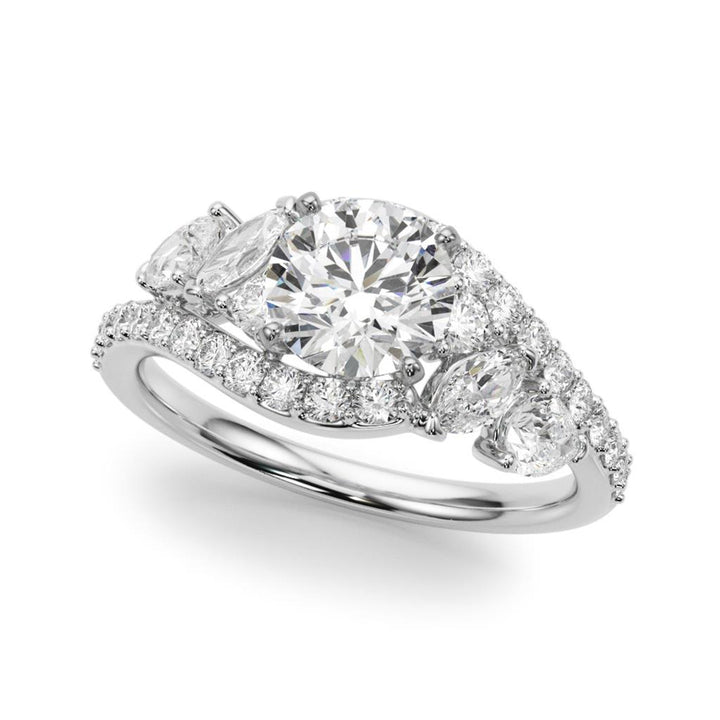 Contemporary Style Diamond Engagement Ring 14 Karat Gold White 
(Center Stone Not Included)