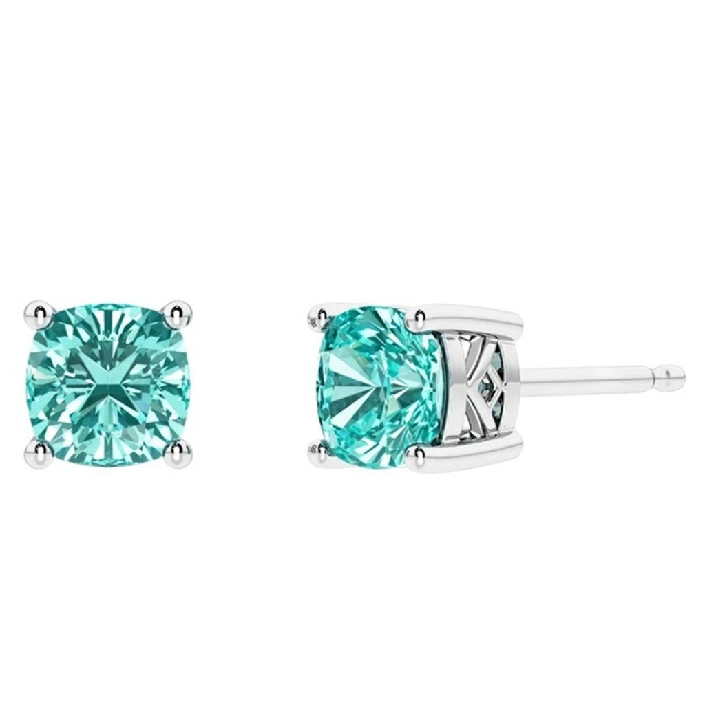 Sterling Silver Post Earrings With Colored Stone