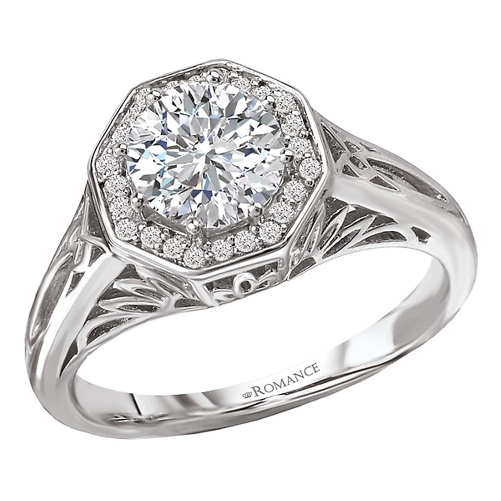 Solitare Style Diamond Engagement Ring 14 KT White 
(Center Stone Not Included)