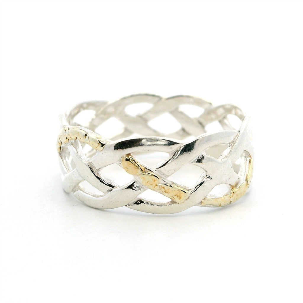 Free Form Womens Alaskan Gold Nugget Fashion Ring Sterling Silver & Alaskan Gold Nugget Size 10