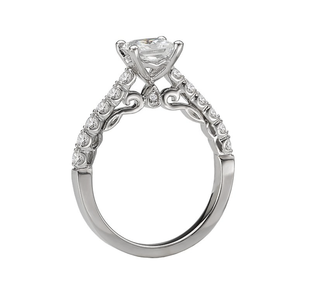 Solitare Accent Style Diamond Engagement Ring Sterling Silver White 
(Center Stone Not Included)