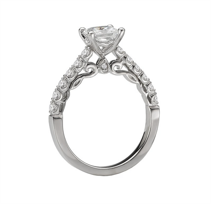 Solitare Accent Style Diamond Engagement Ring Sterling Silver White 
(Center Stone Not Included)