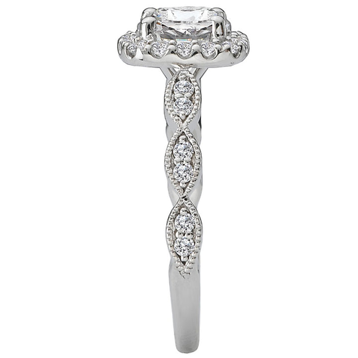 Halo Style Diamond Engagement Ring Sterling Silver White 
(Center Stone Not Included)