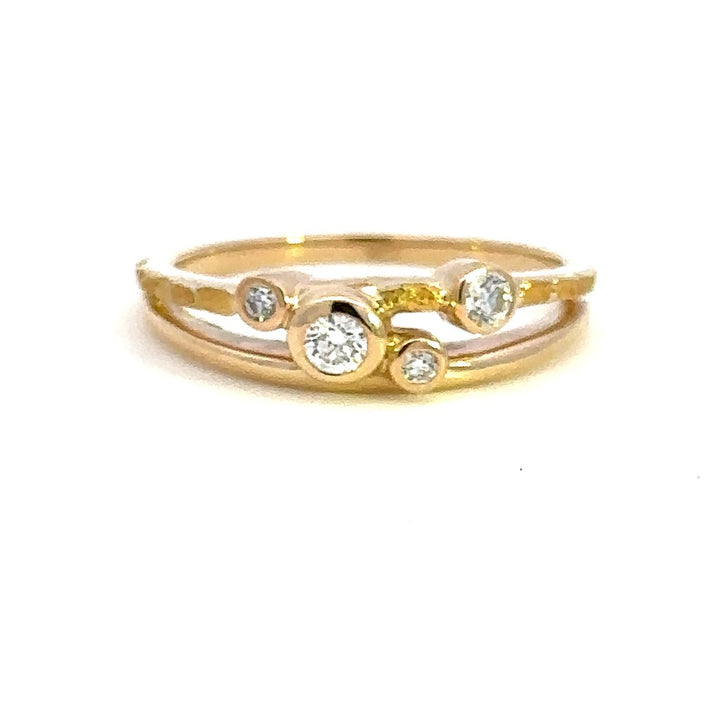 Contemporary Style Fashion Ring Womens 14 Karat Gold & Alaskan Gold Nugget Yellow with Diamonds size 6.25