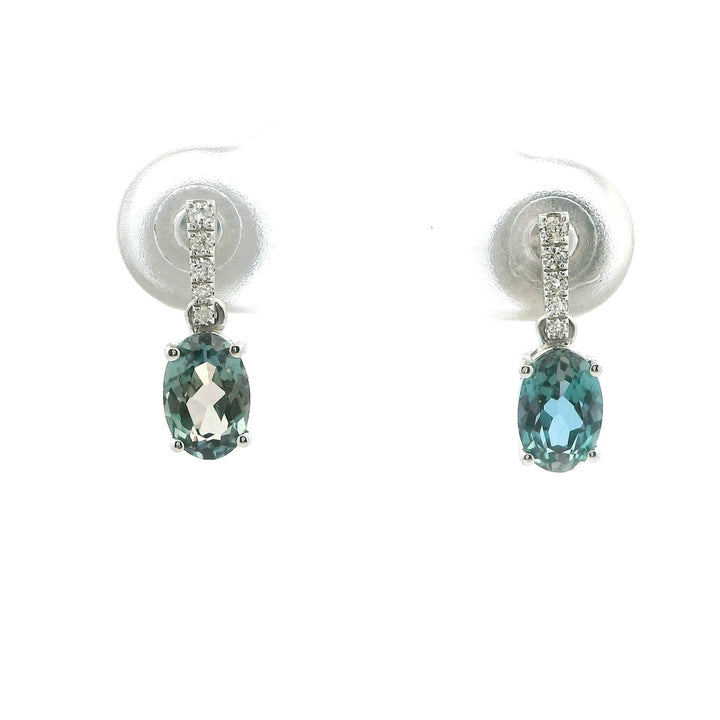 Earrings Dangles Gold Or Platinum Colored Stone Stud Drops 14 Karat White With 1.17ctw Alexandrite Labs 0.06 ctw & Diamonds