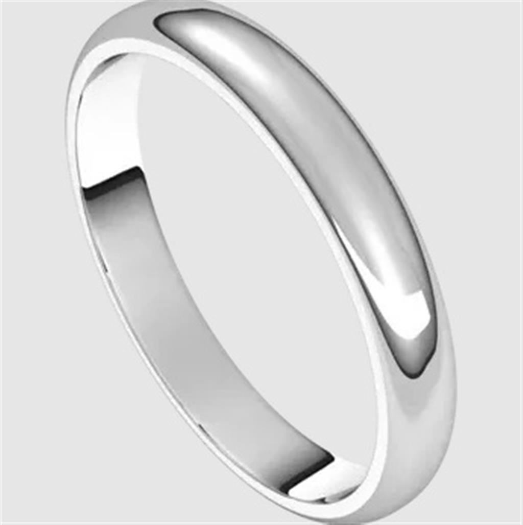 Straight Solid Wedding Band Prec Metal Womens 3 mm wide 14 KT White Size 6