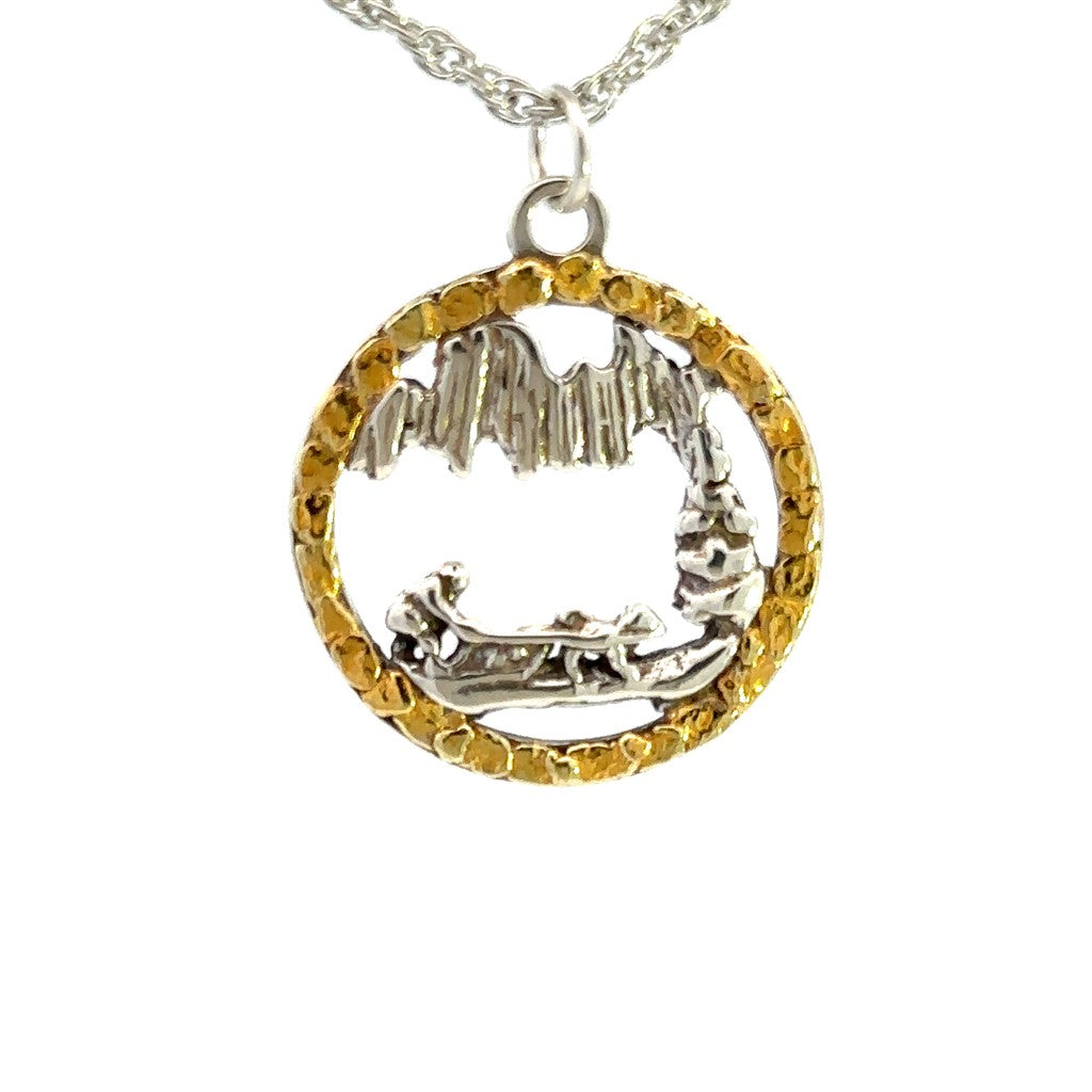 Drop Style Alaskana Pendant Sterling Silver & Alaskan Gold Nugget