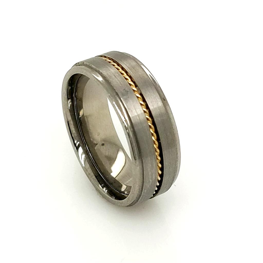 White Titanium Alternative Metal Ring 8mm wide Size 10