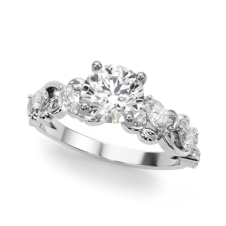 Contemporary Style Diamond Engagement Ring 14 Karat Gold White 
(Center Stone Not Included)