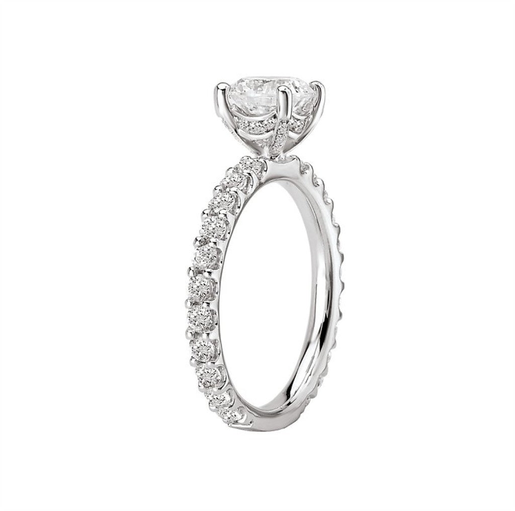 Solitare Accent Style Diamond Engagement Ring Sterling Silver White 
(Center Stone Not Included)
